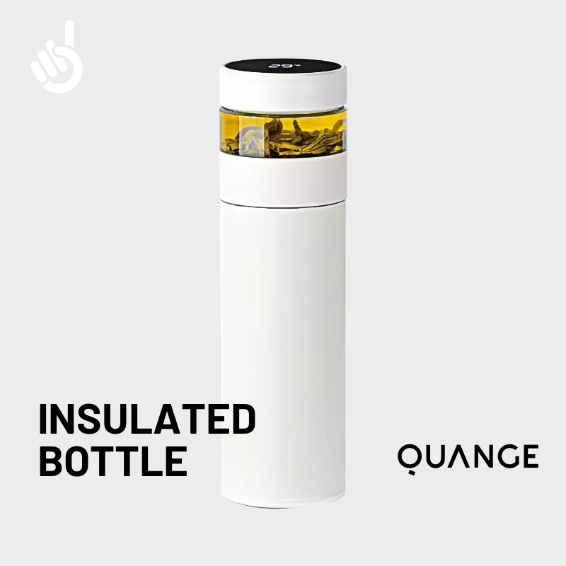 Quange Smart Vacuum Thermal Tea Infuser Bottle [ 400ml, Touch Screen Temperature Display, 6H