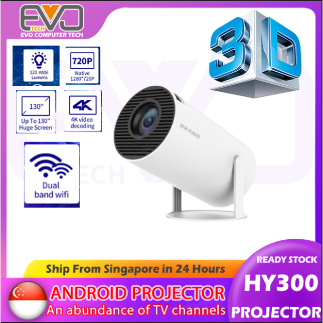 HY300 Smart Projector Android 11.0 System 120 Lumen Portable