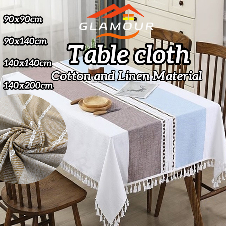 [SG] TableCloth Linen Table Cloth Fabric 90×90cm 90cm×140cm 140×140cm Rectangle Decorative Table