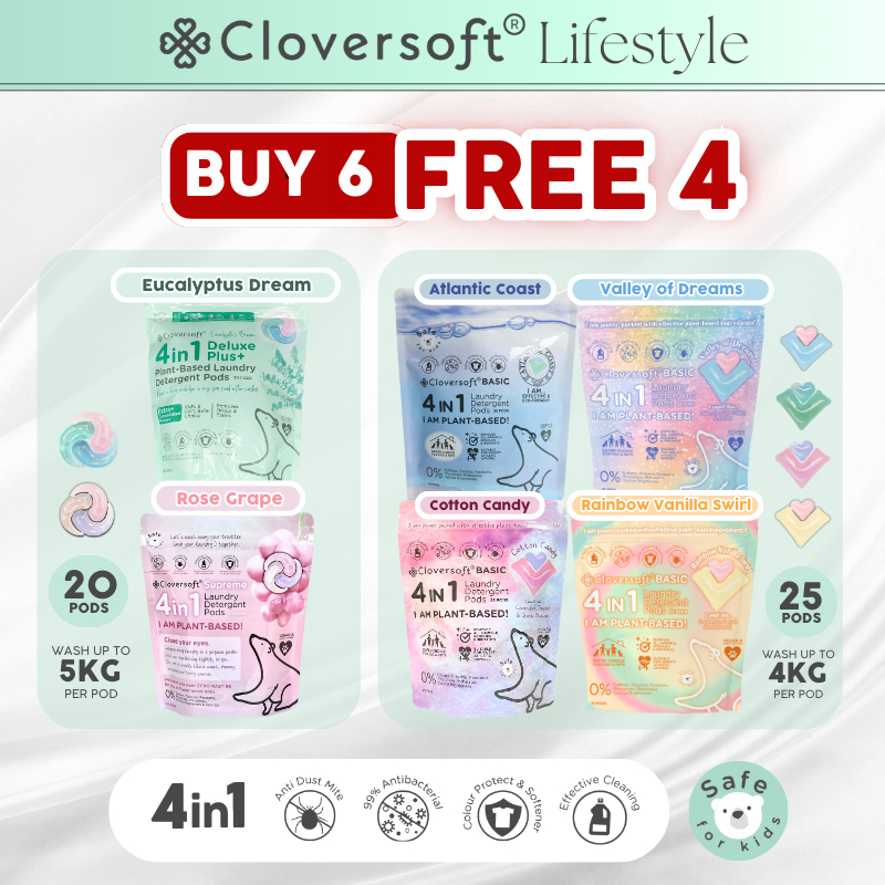 [Bundle of 10] Cloversoft 4 in 1 Plant- Based Laundry Pods Capsule (20/ ...