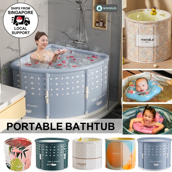 SG Stock] WOODLES Portable Foldable Bathtub Hot Tub Adult Kids