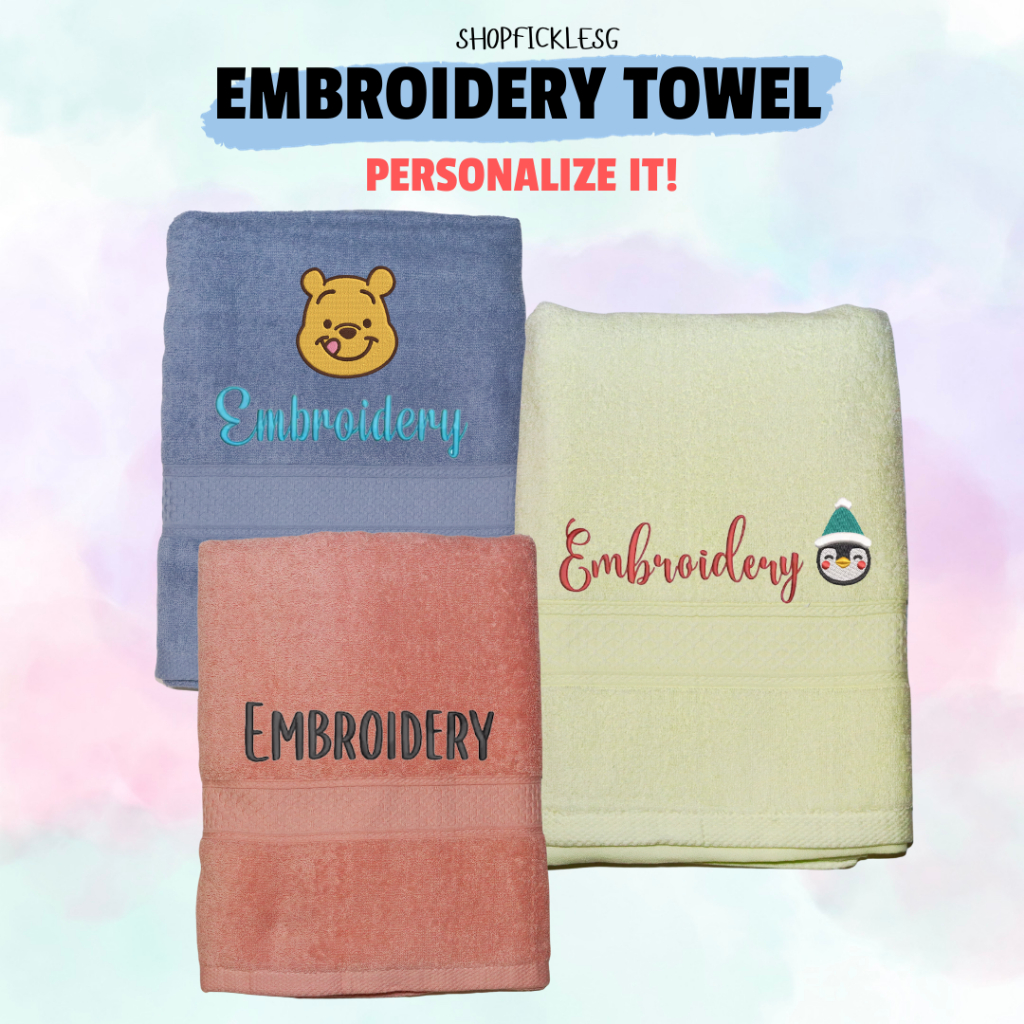 *SG INSTOCK* CUSTOMISED Personalised Embroidery Facial Bath Towel Names
