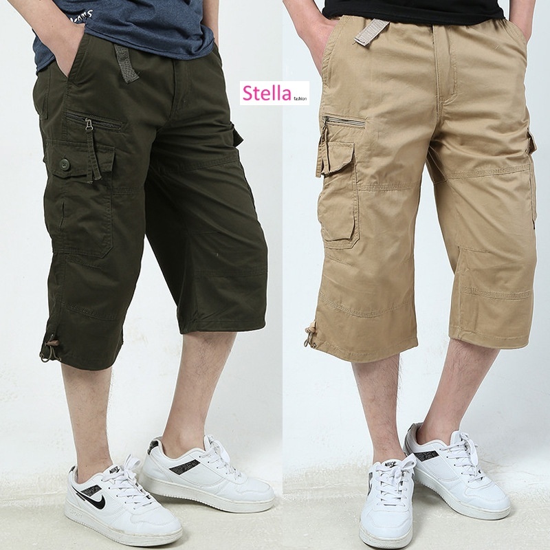 Stella Fashion Cargo Pants Men Straight Cut 3/4 Bermuda Men 100% Cotton ...