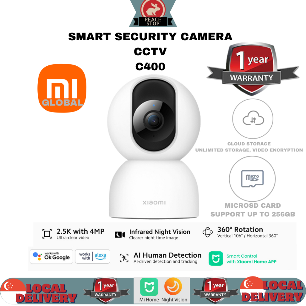 [Global] Xiaomi Smart Camera C400 CCTV 360 AI Detection Surveillance ...