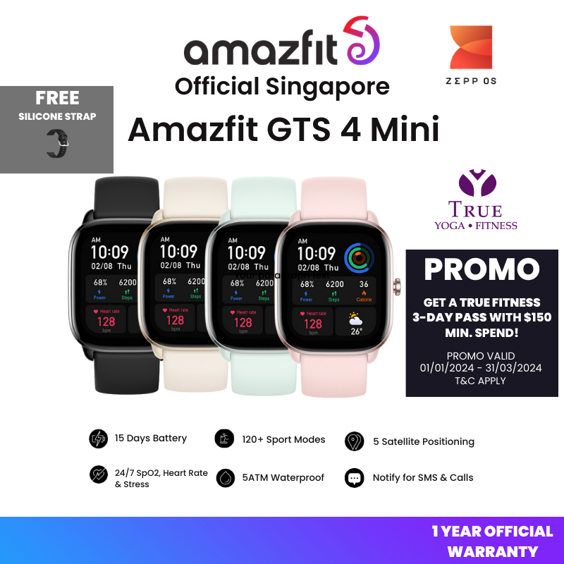 Amazfit GTS 4 Mini Smart Watch: Fitness Tracker with 120+ Sport Modes-Pink  