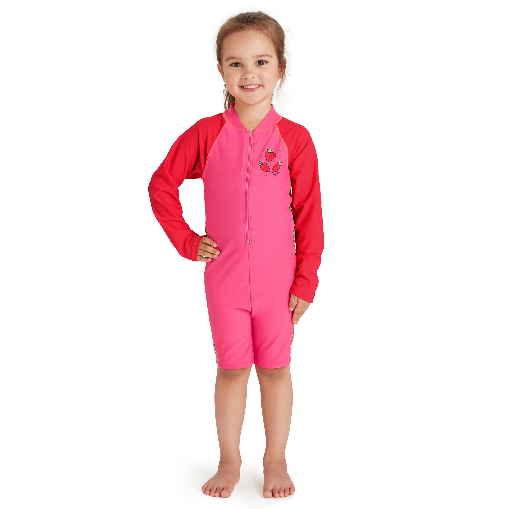 Zoggs Australia Swimwear Kids Tots Girls Strawberry Print Long Sleeve 