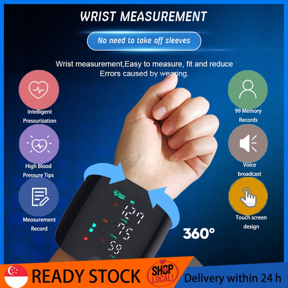 Medical Rechargeable Digital Voice Wrist Blood Pressure Monitor Rate ...