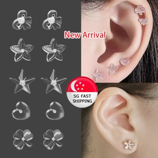 100/500pcs Clear Plastic Stem Rubber Anti-Allergy Ear Stud