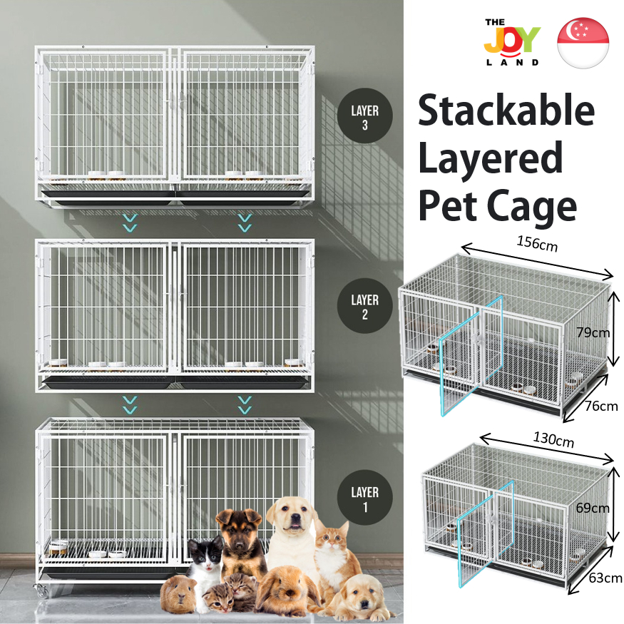 [SG [Ready Stock] White Layered Large Pet Cage Stackable Cage Breeding ...