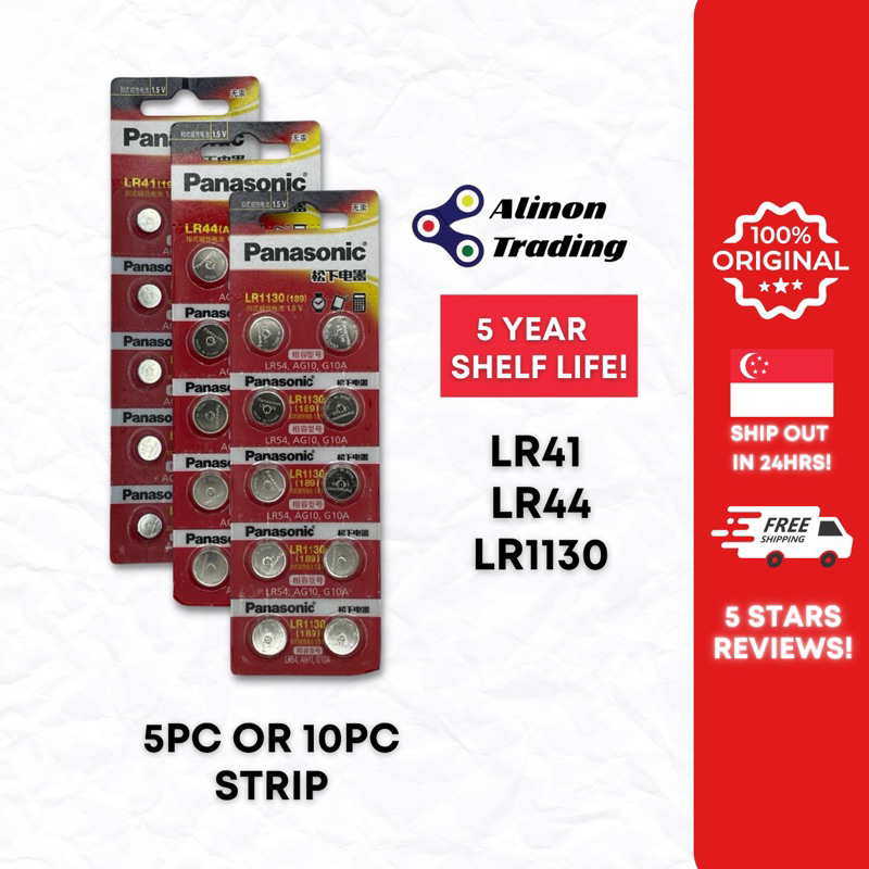 Panasonic LR41 LR44 LR1130 Lithium Battery Button cell batteries 5pc