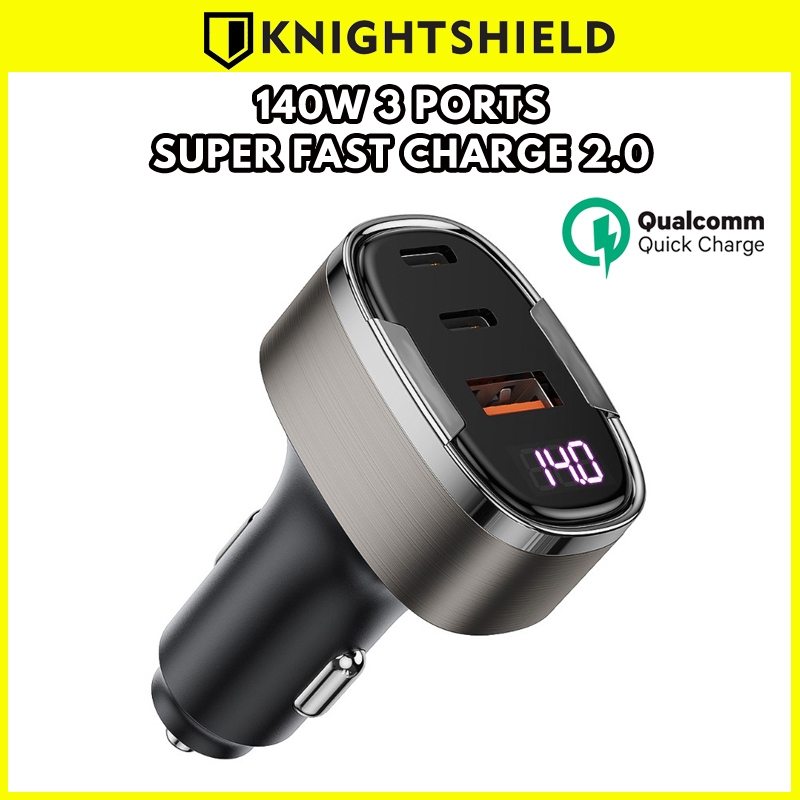 Knightshield 140W Car Charger USB C Type C PD Super Fast Charging 2.0 ...