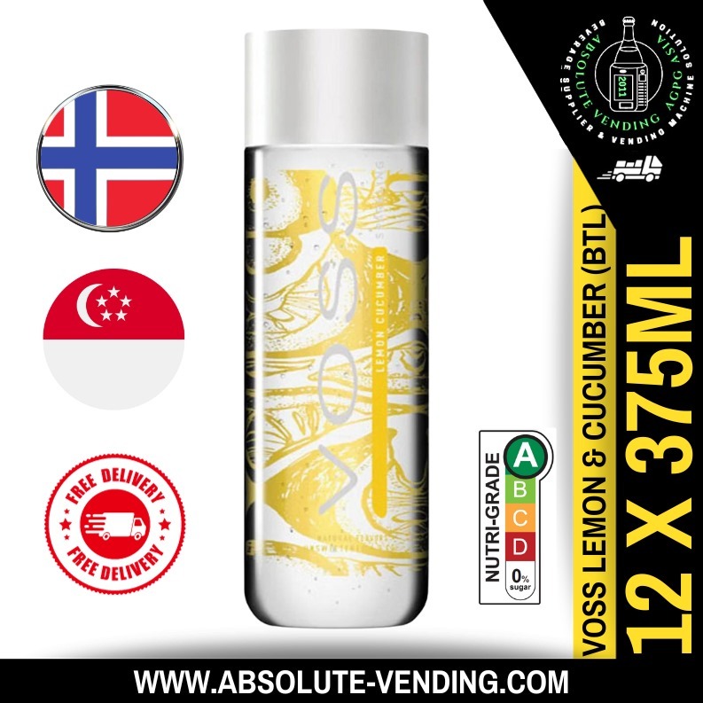 VOSS Cucumber & Lemon Natural Sparkling Water SUGAR FREE 375ML X 12