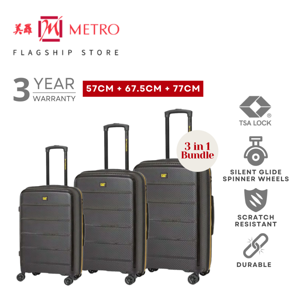 [Set of 3] Caterpillar CAT Cargo Cool Rack 20" + 24" + 28" Hard Luggage