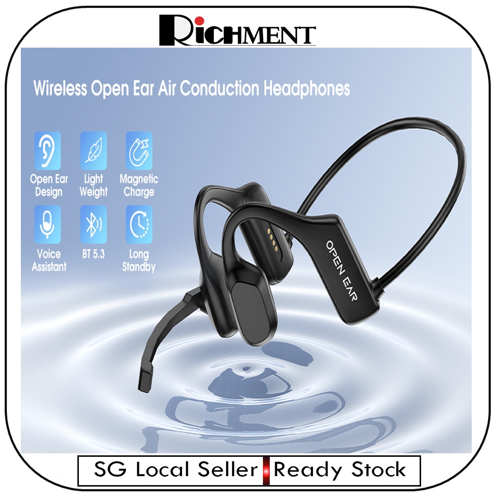Open Ear Bluetooth Headphones with Boom Mic Wireless Headset Microphone ENC Noise Cancellation Lightweight Sweatproof Shopee Singapore