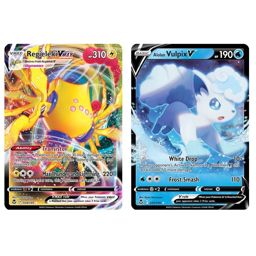 regieleki v pokemon card Regieleki Vmax Ultra Rare Silver Tempest 058/195, NM Pokemon Card main image 0