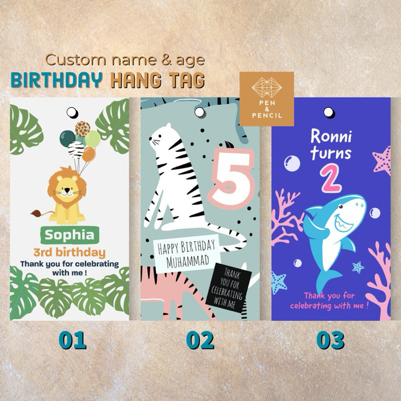[ 15pcs ] Personalised Birthday Hang Tag / Customised Gift Tag / Name