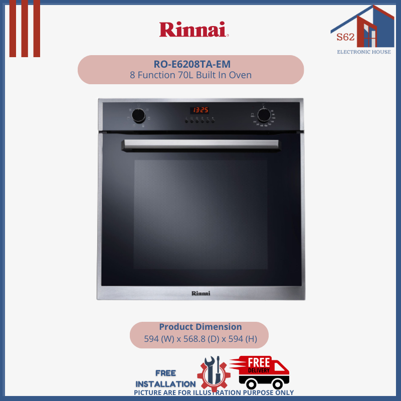Rinnai 8 Function 70L Built In Oven ROE6208TAEM * 1 YEAR WARRANTY