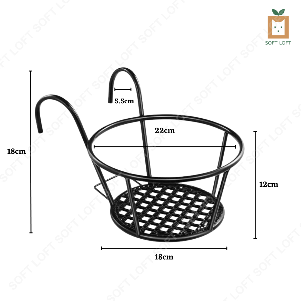 Vertical Hanging Planter Holder For Railing, Fence, Or Wall - Iron, Black/White