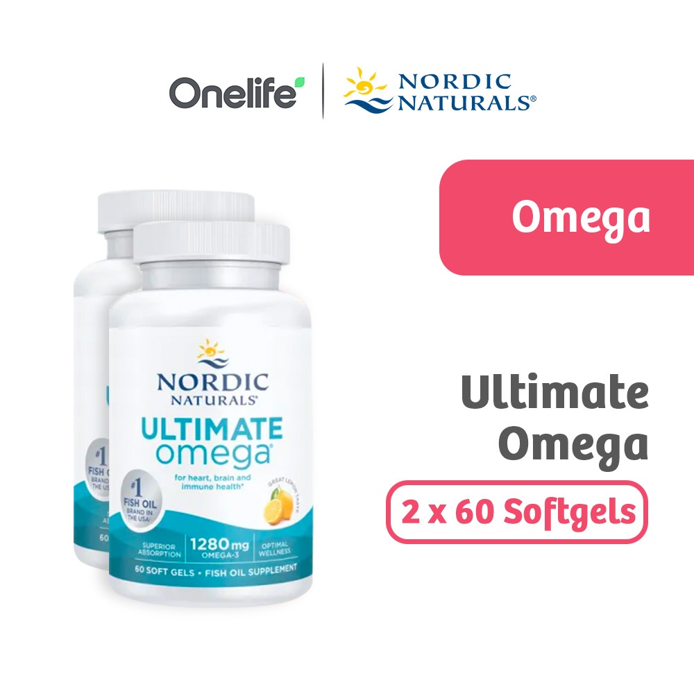 [Bundle of 2] Nordic Naturals Ultimate Omega 1280mg Omega 3 (EPA and DHA) 60 Softgels For