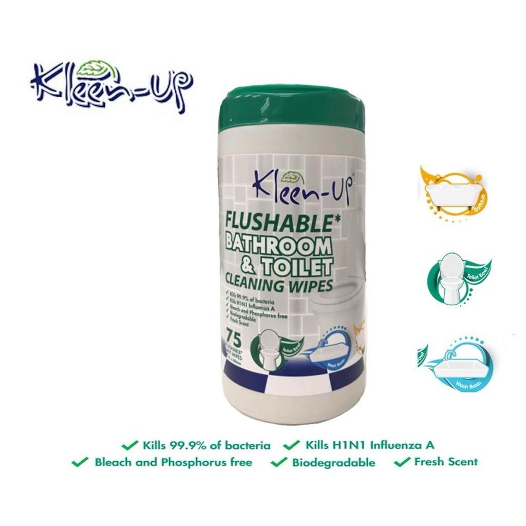 Flushable Bathroom & Toilet WET WIPES 75 sheets in Canister > For