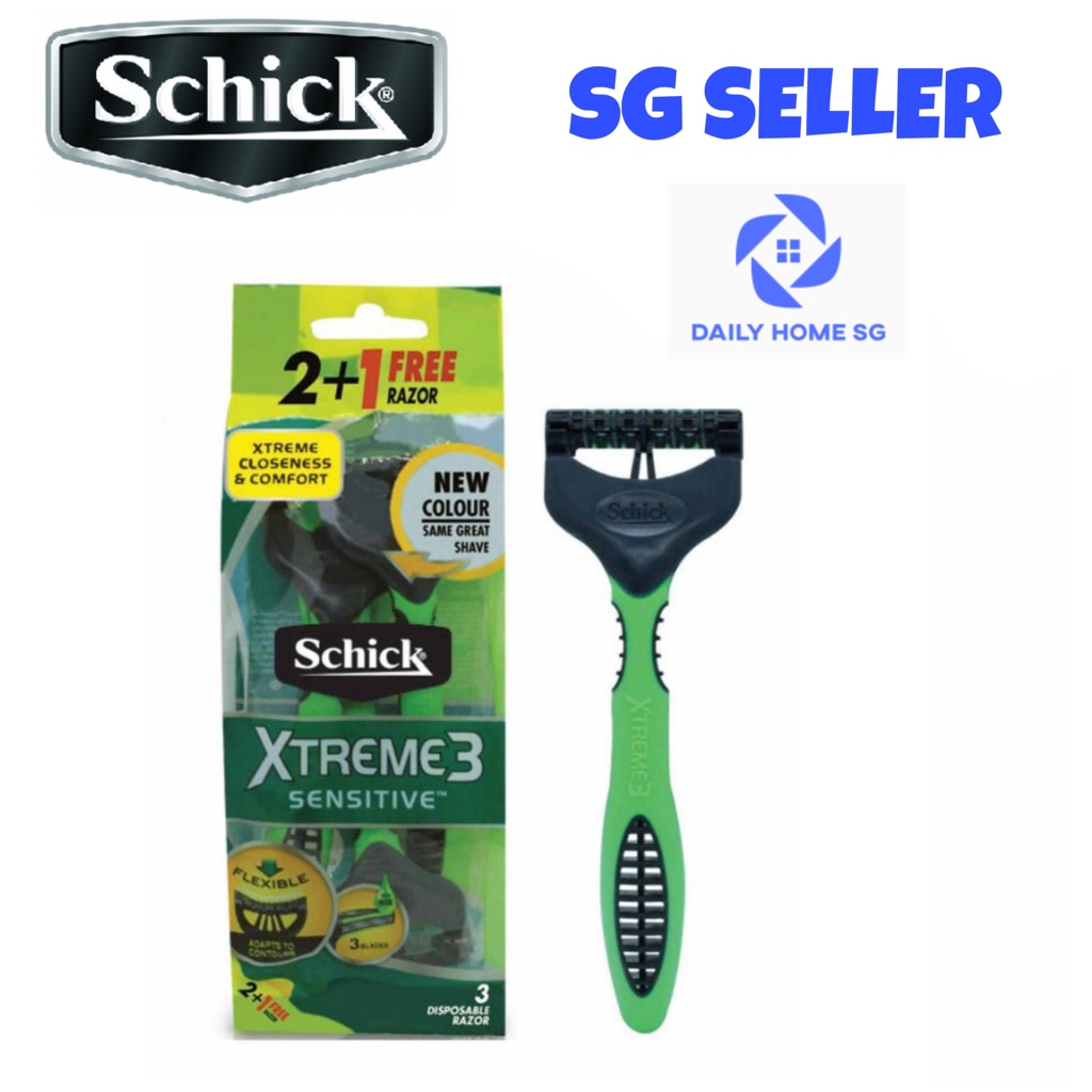 (SG Ready Stock) Schick Men Xtreme 3 Sensitive Disposable Razor 2+1s ...