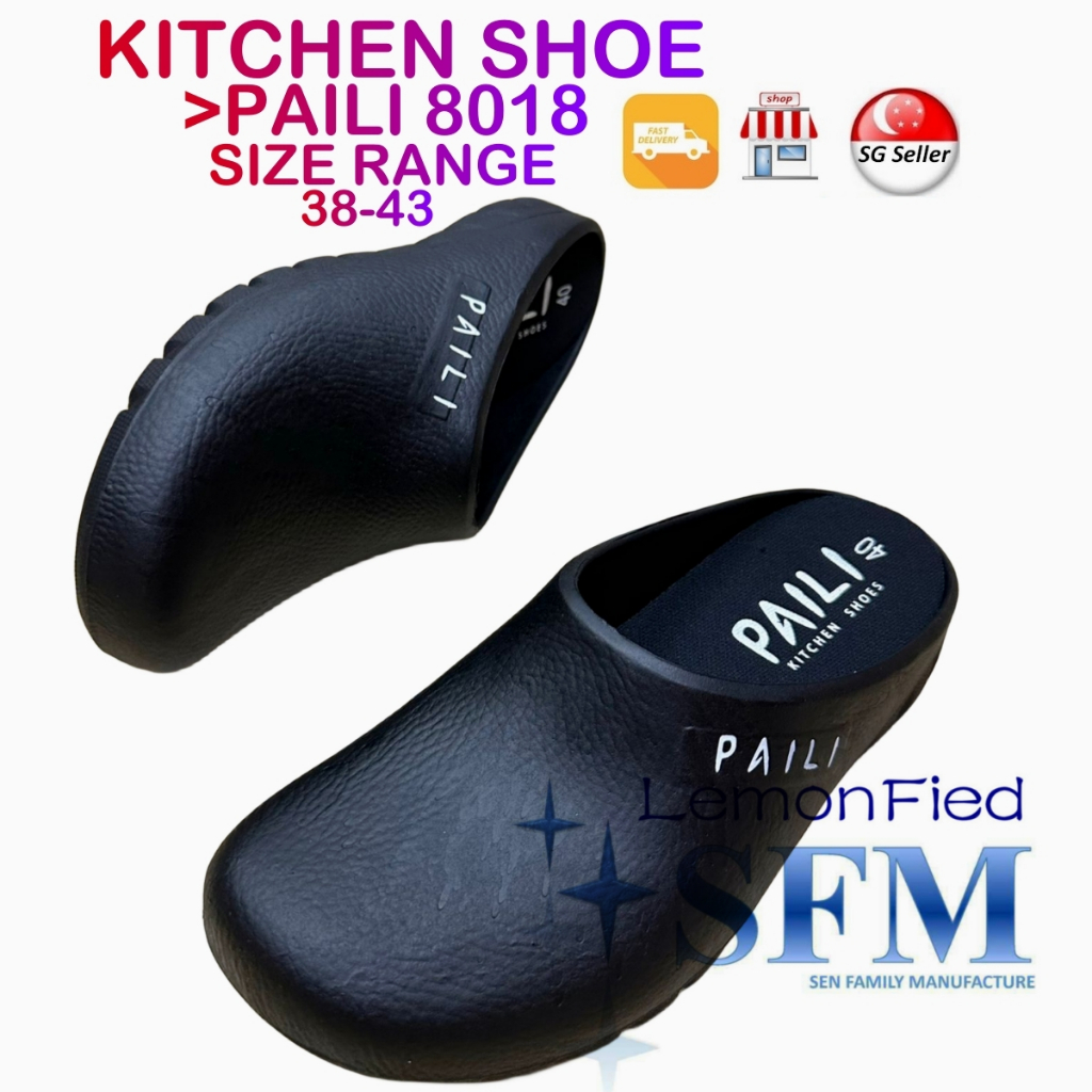 Kitchen Shoe 8018 5210 Size 38 - 43 Made In Taiwan Black Slipper SG ...
