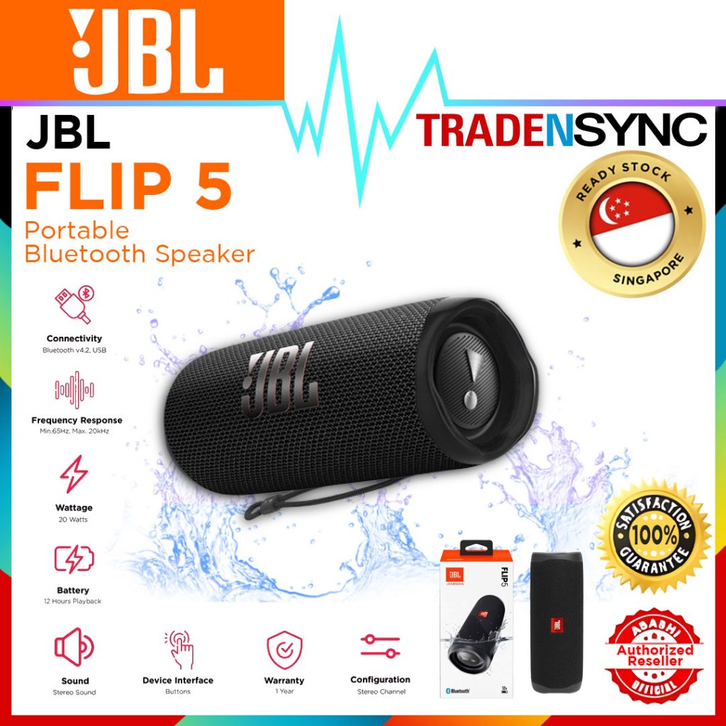 【100 Original】JBL Flip 5 IPX7 Waterproof Portable Waterproof Speaker