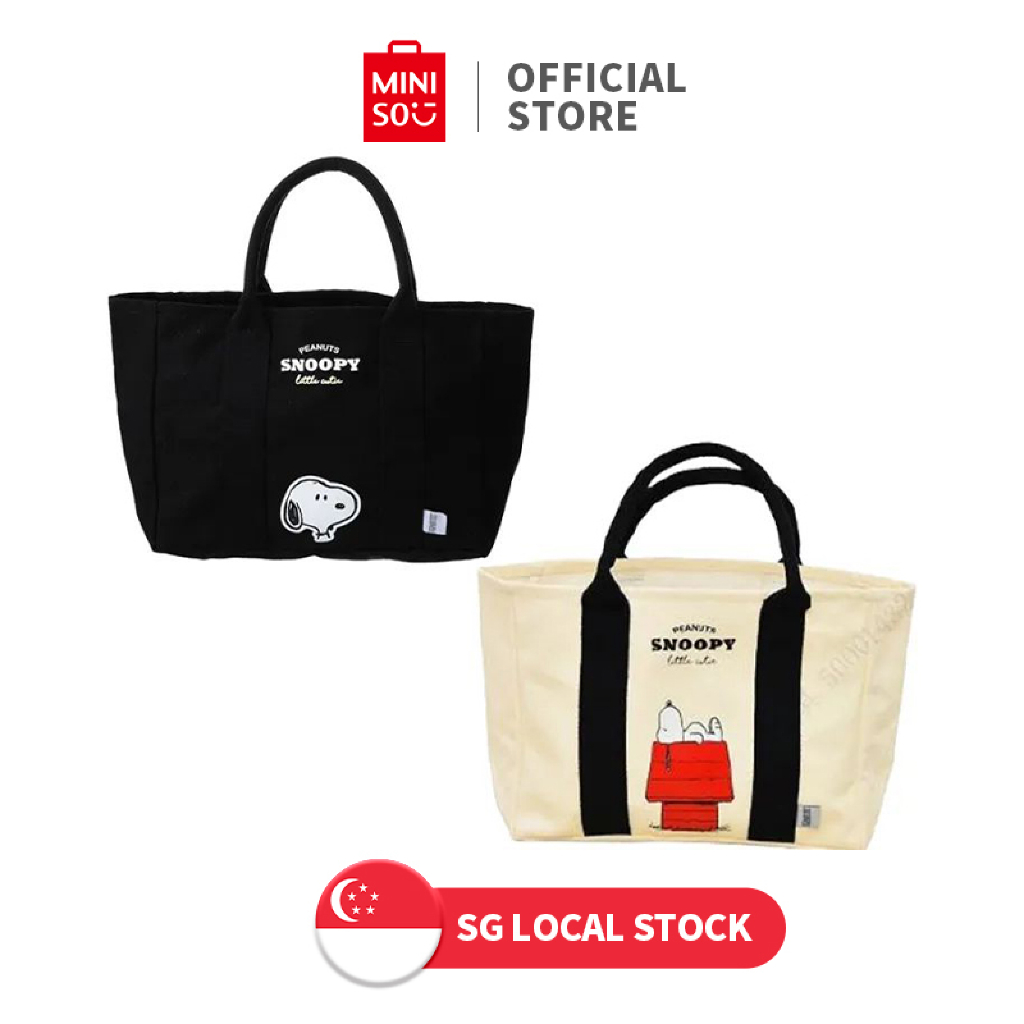 MINISO Snoopy Summer Travel Collection Handbag (Beige/Black) 29cm x ...