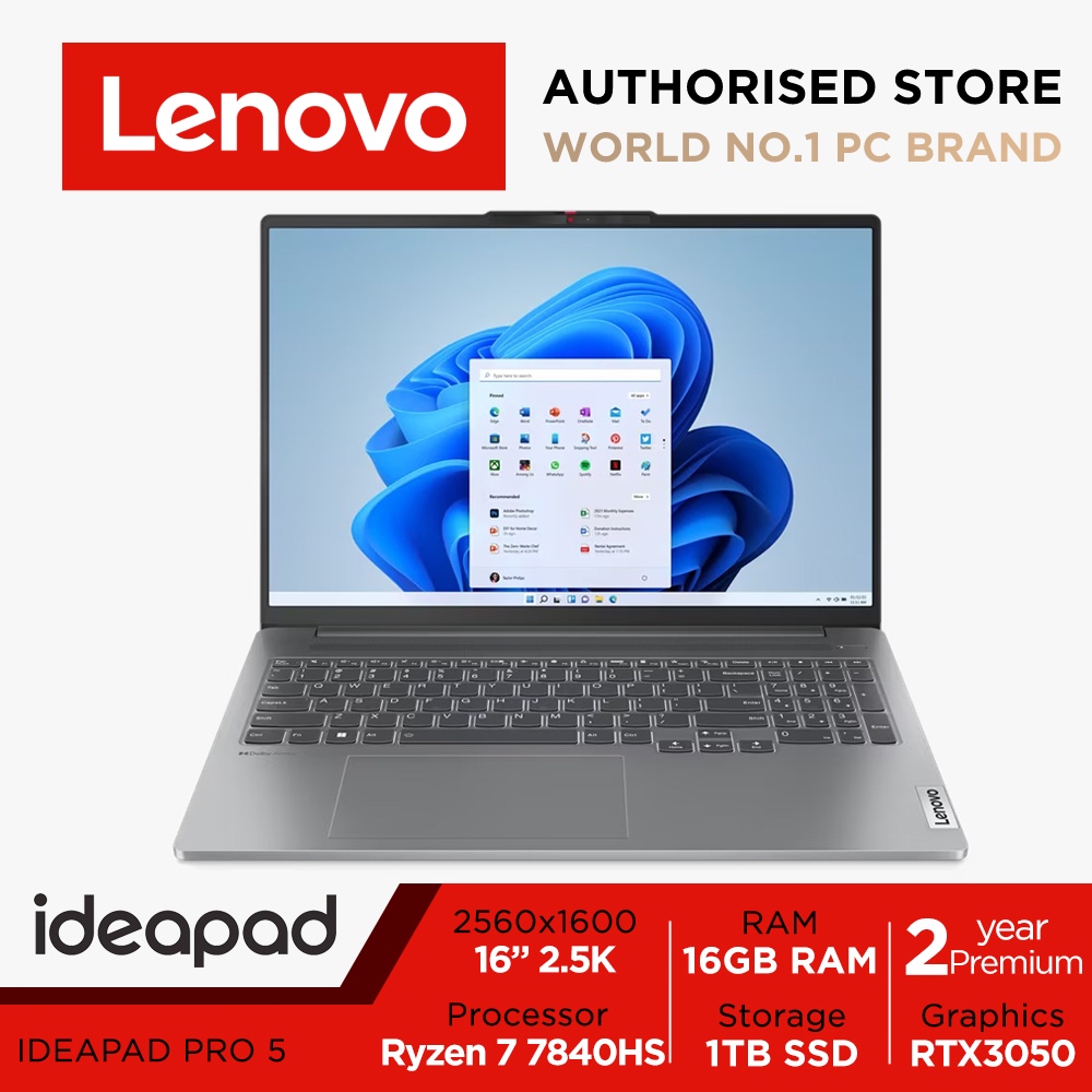 Lenovo IdeaPad Pro 5 16APH8 83AR003BSB 16" 2.5K Ryzen 7 7840HS GeForce RTX 3050 16GB