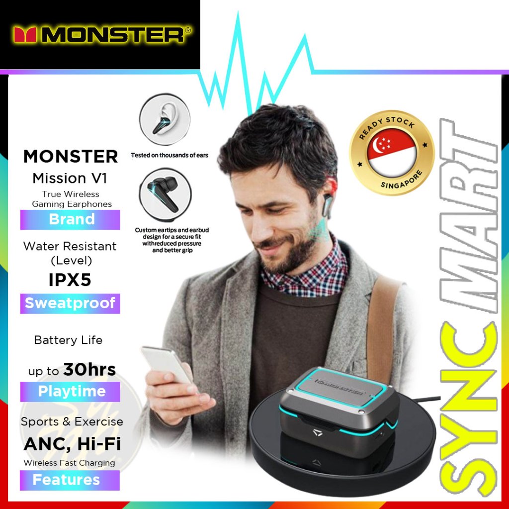 🔥🔥🔥 Monster V1 TWS ♩ True Wireless Earphones ♩ ANC ♩ Sport