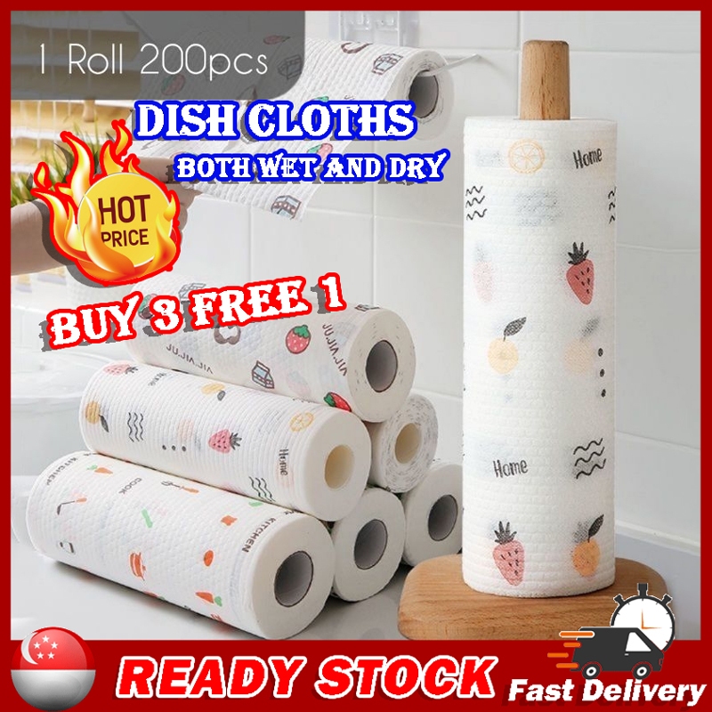 ⭐🇸🇬 READY STOCK 200pcs/roll Kitchen Towel Disposable Kitchen Cloth ...