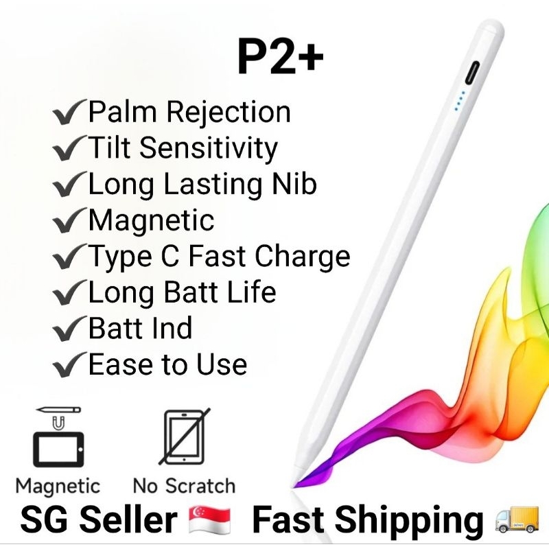 SG STOCK] iPad Pencil Stylus Pen Magnetic Compatible with Ipad