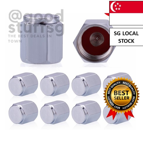 Brass (8 Pack) Tire Valve Caps Silver, Premium Metal Rubber Seal Tire Valve Stem Caps, Dust - View #7