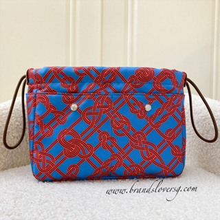 Hermès Bleu Frida Silk Noeud Marin Fourbi Pouch 25 MM