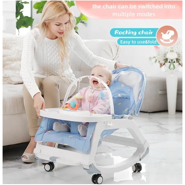 5 in 1 Multi-function Baby Rocking Chair Rocker Bouncer Music Booster ...