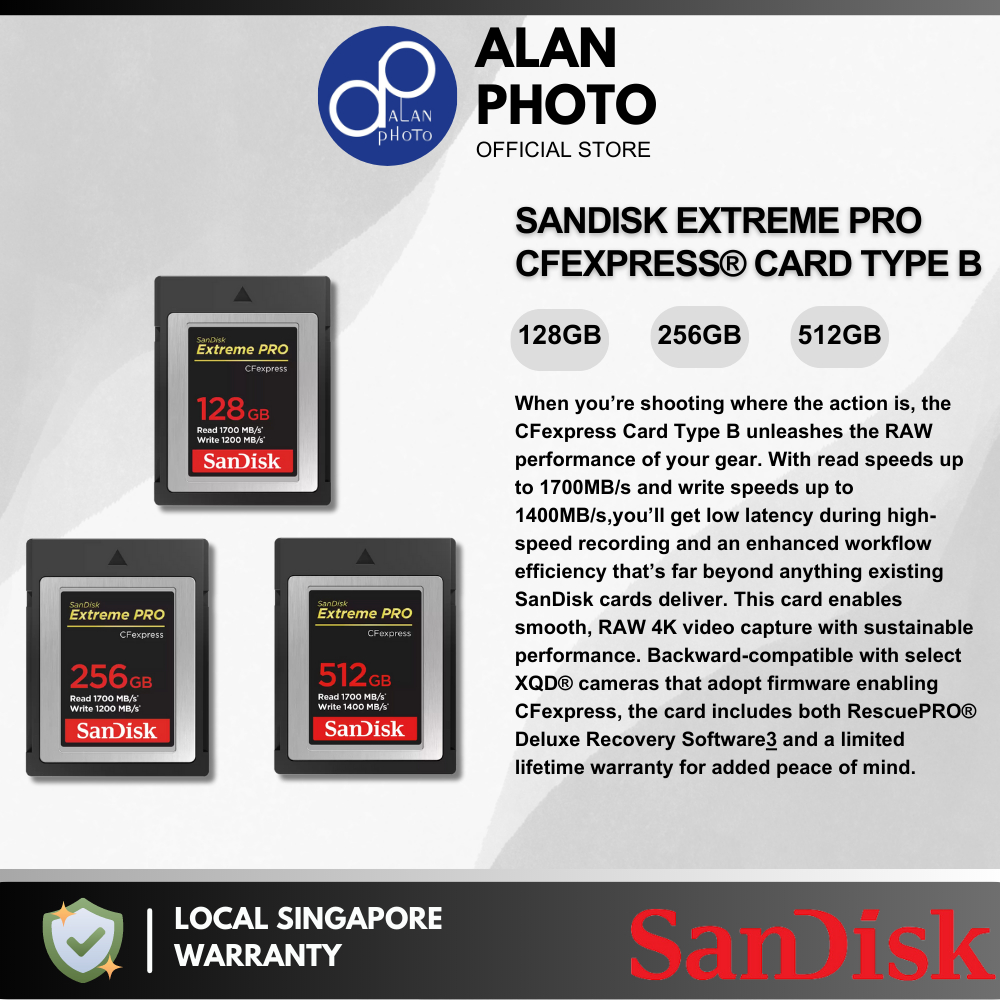 SanDisk Extreme Pro CFexpress® Card Type B [128GB/256GB/512GB] Read ...