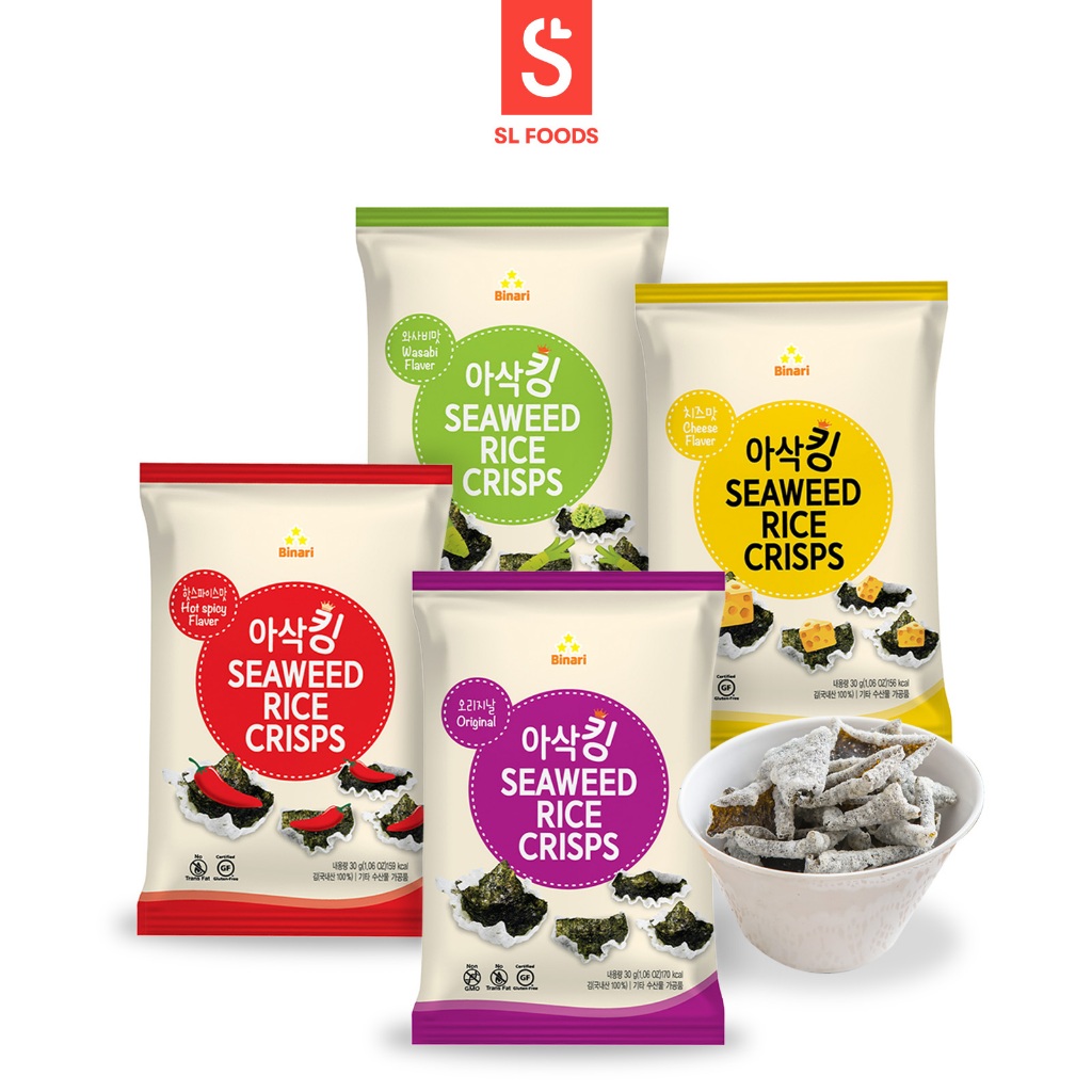 [BINARI] Seaweed Rice Crisps (Original/Wasabi/Cheese/Hot Spicy) 30g Korean Shopee Singapore