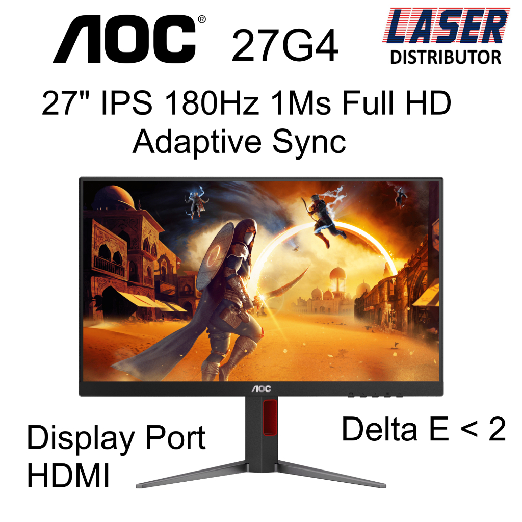 AOC 27G4 27 FHD AdaptiveSync 180Hz 1MS Fast IPS W-LED Gaming