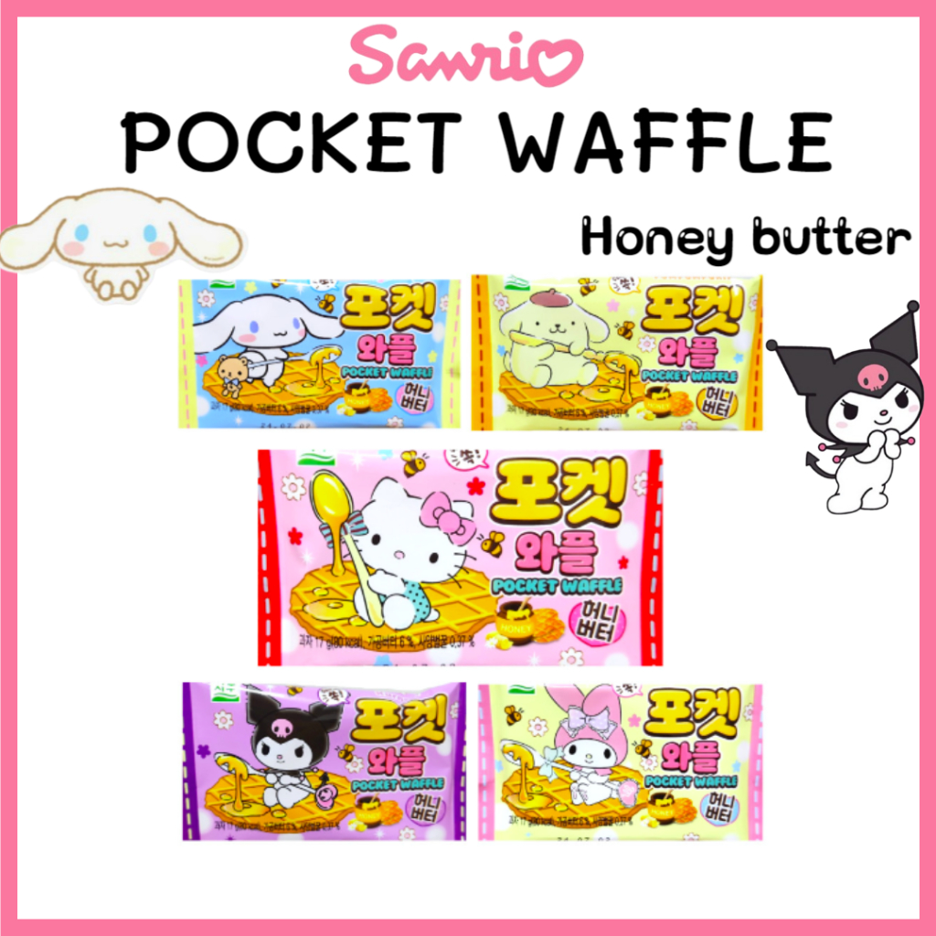 Sanrio POCKET WAFFLE Honey butter 17g Korean Snacks Cinnamoroll / Hello ...