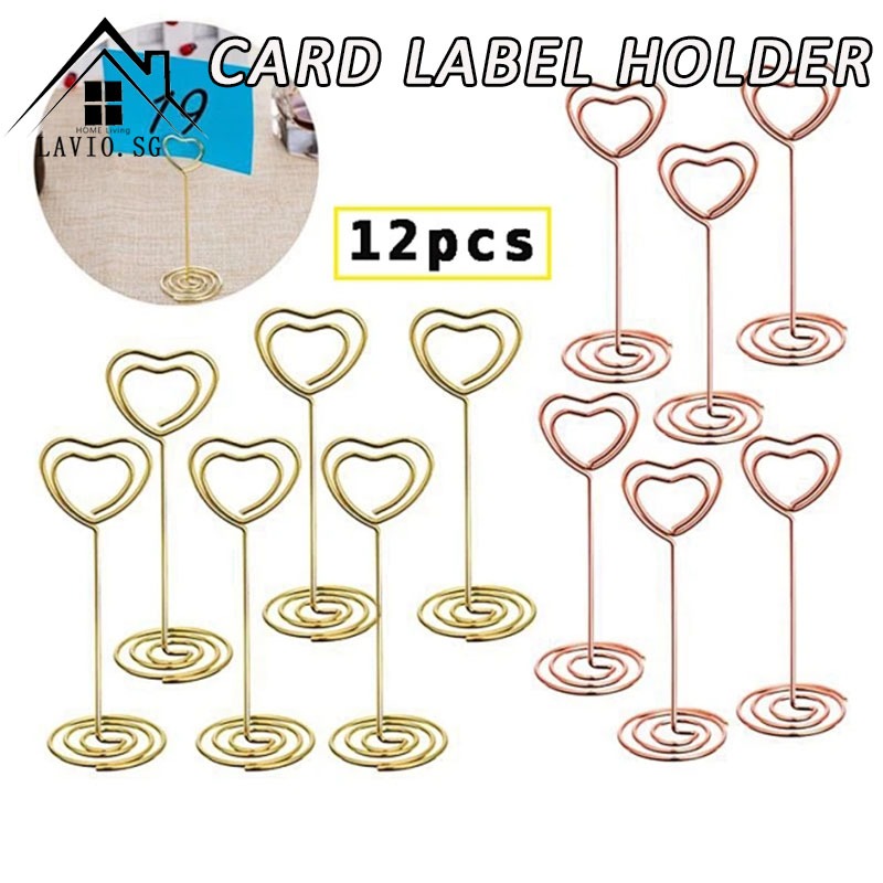 [SG ] 12 Pcs Heart Pattern Table Number Name Card Holder Party Table ...