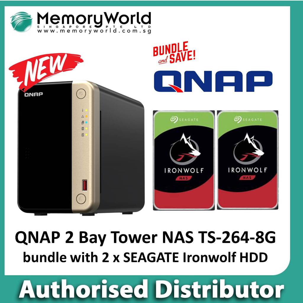 [QNAP Authorized Distributor] QNAP 2 BAY Tower NAS TS-264-8G bundle ...
