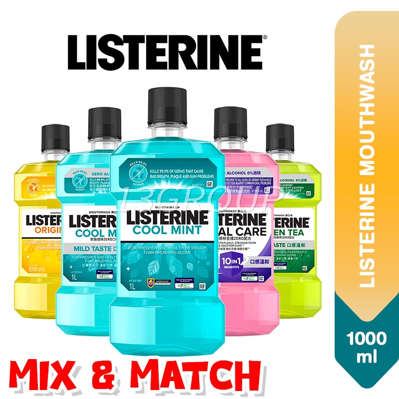 Listerine Mouthwash Cool Mint Zero Original Green Tea Healthy White Gum