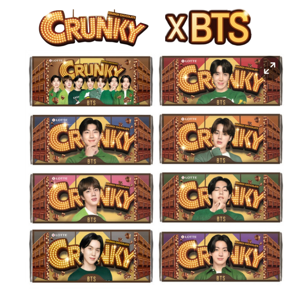 [LOTTE] BTS x CRUNKY Chocolate bar 34g JIN RM J HOPE SUGA V JIMIN