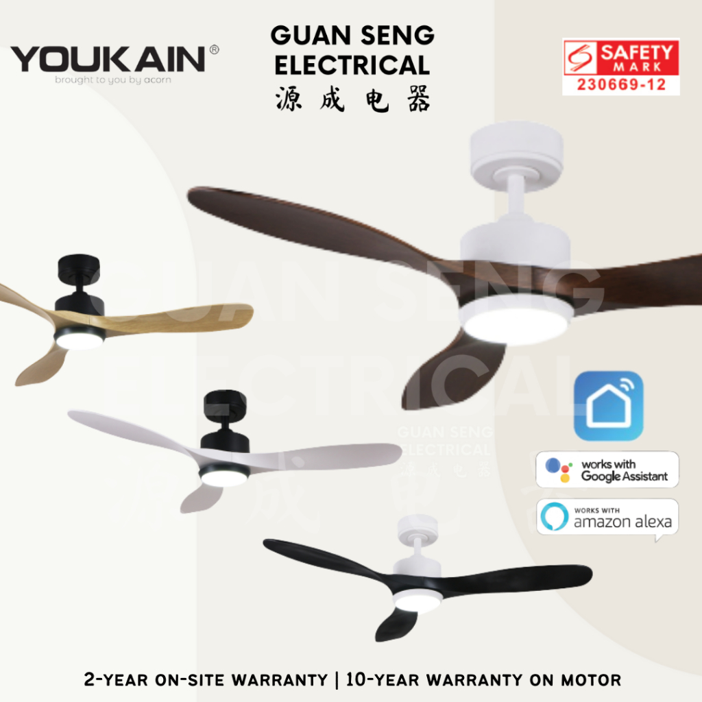 YOUKAIN Optimum 668 SMART DC Ceiling Fans 36" 46" 52" by Acorn Guan