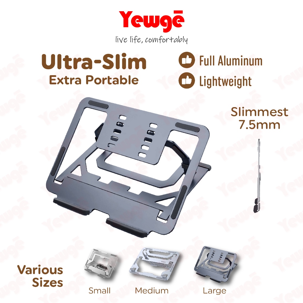Portable Lightweight Aluminum Laptop / Tablet Stand Foldable Ultraslim