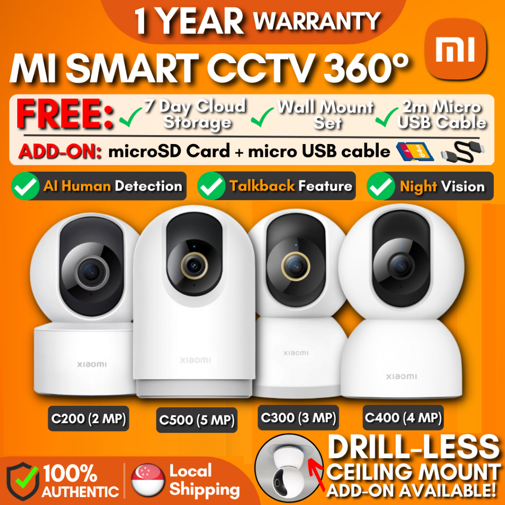 🇸🇬【𝗚𝗟𝗢𝗕𝗔𝗟】XIAOMI Home Security Camera 360° C200 / C300 / C301 / C400 ...