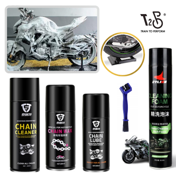 T2P Motorcycle Cleaning ULITAMTE Kit Motorbike Wash Chain Cleaner Lube ...