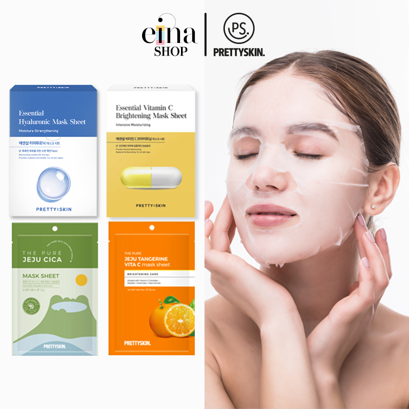 Prettyskin Pure Jeju Cica/Essential Vit C Brightening/ Hyaluronic Mask