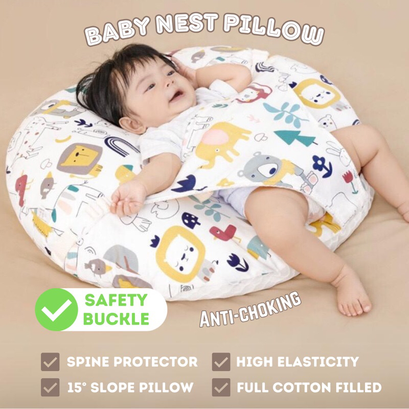 Baby Nest Pillow AntiChoking Newborn Cotton Slope Cushion Tummy Time