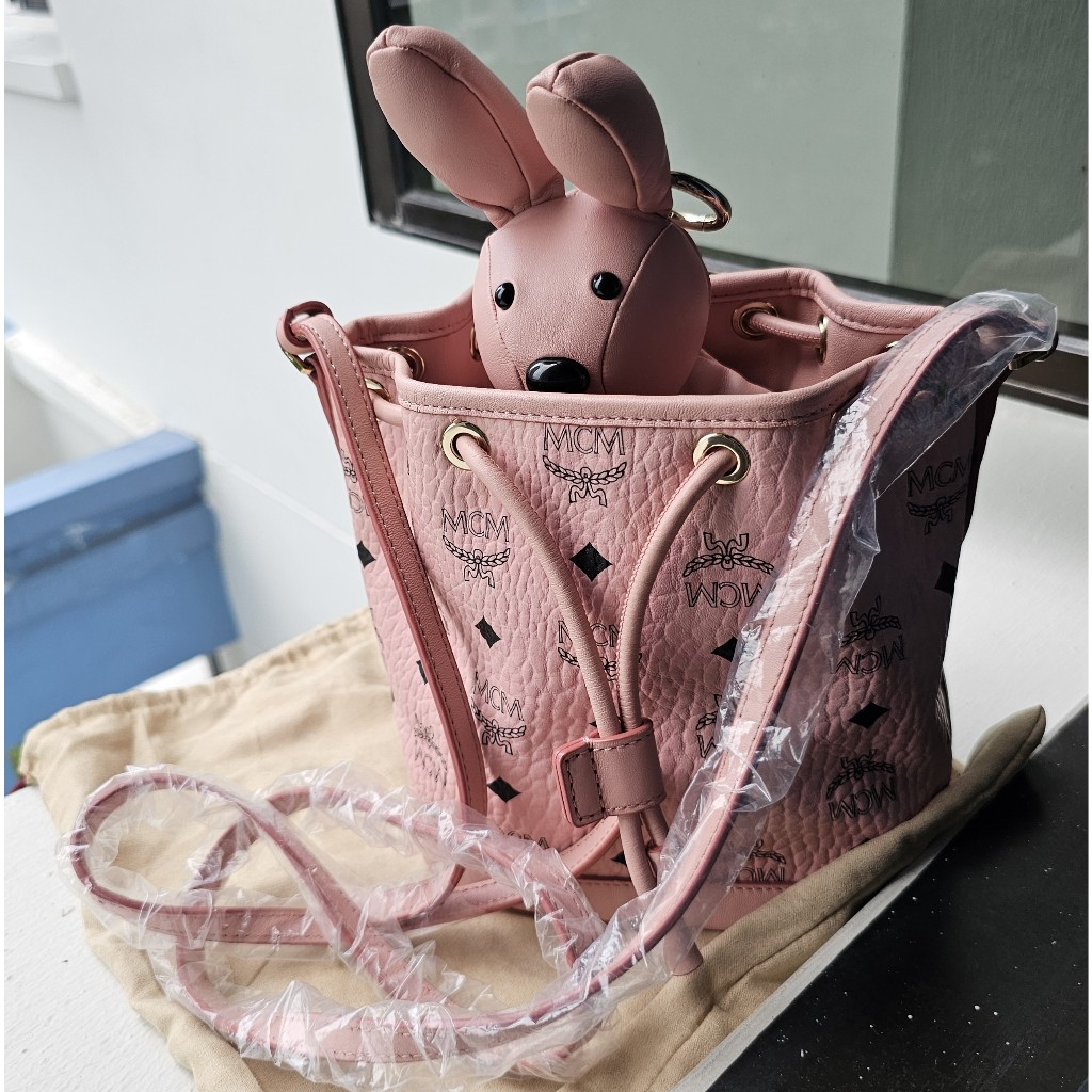 Authentic MCM Rabbit Bucket Crossbody Sling Pink Bag Shopee Singapore